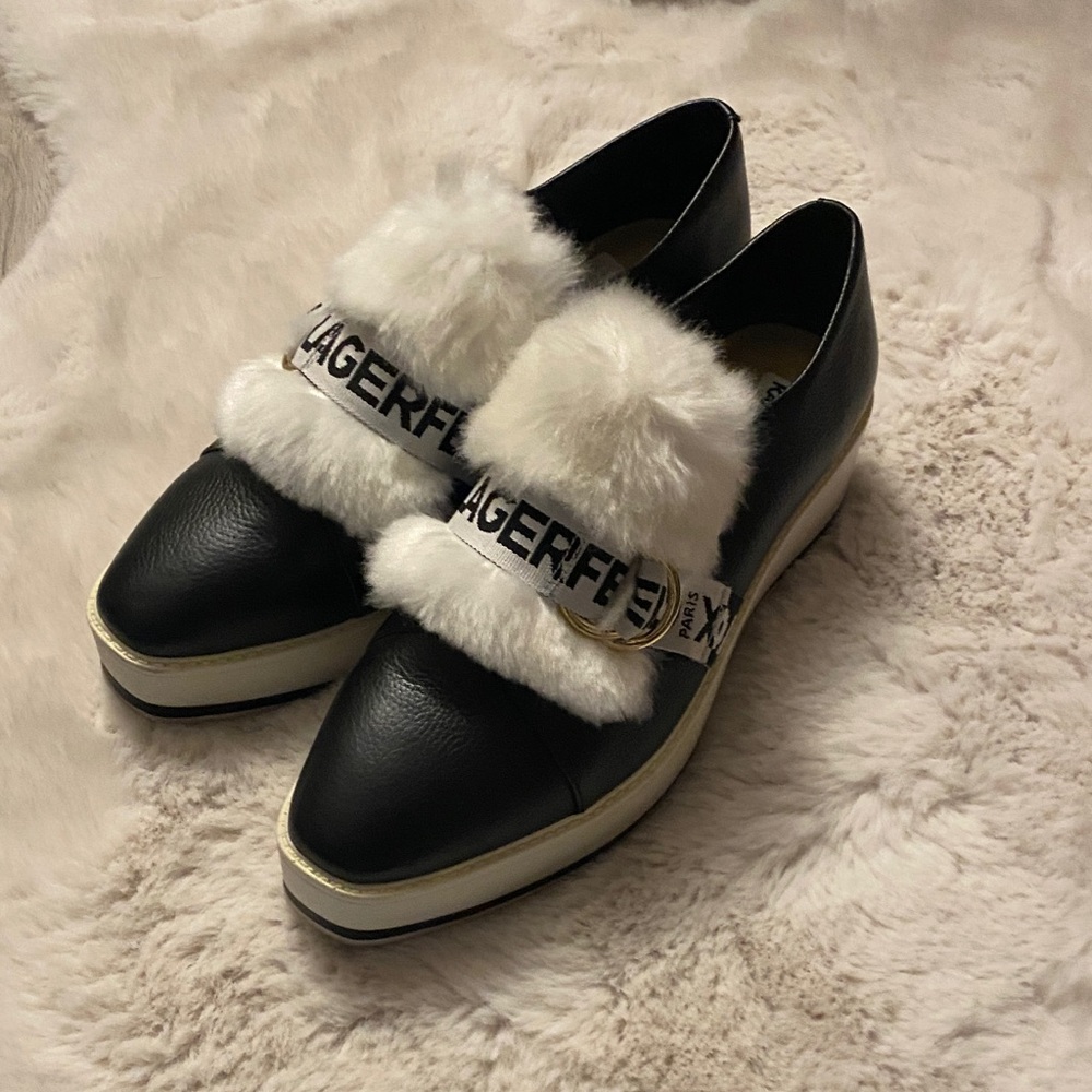 Karl Lagerfeld Women's Birdie 3 Faux Fur Platforms